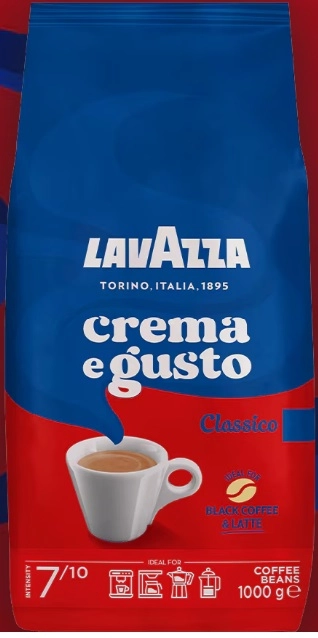 دانه قهوه لاوازا کرِما گوستو کلاسیکو 1 کیلوگرمی (Lavazza Crema e Gusto Classico Espresso Beans)