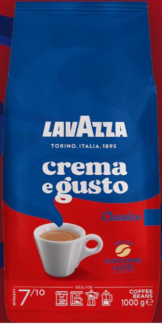 دانه قهوه لاوازا کرما اِ گوستو (گاستو) کلاسیکو بسته 1 کیلوگرمی (Lavazza Crema e Gusto Classico Espresso Beans 1Kg)