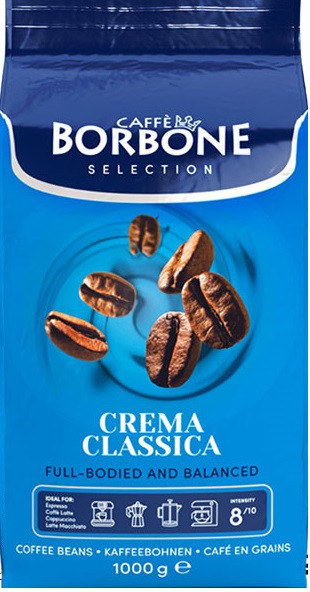دانه قهوه بوربون کرما کلاسیکا آبی بسته 1 کیلوگرمی (Borbone Crema Classica Coffee Beans Blue 1 Kg)