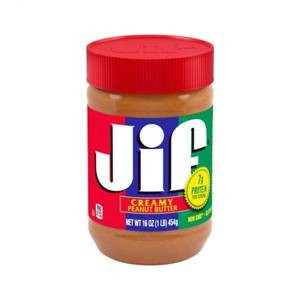 کره بادام زمینی درب قرمز کرمی جیف (جی ای اف) 445 گرم (JIF Creamy Peanut Butter 454gr)