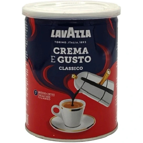 پودر قهوه لاوازا کرما اِ گوستو (گاستو) کلاسیکو قوطی فلزی 250 گرمی (Lavazza Crema e Gusto Classico Espresso Ground Coffee Can 250 gr)