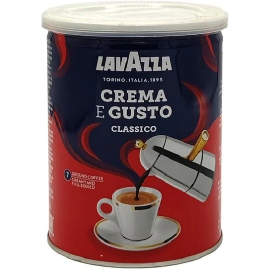 پودر قهوه لاوازا کرما اِ گوستو (گاستو) کلاسیکو قوطی فلزی 250 گرمی (Lavazza Crema e Gusto Classico Espresso Ground Coffee Can 250 gr)