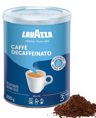 پودر قهوه لاوازا بدون کافئین (دک یا دیکاف) قوطی فلزی 250 گرمی (Lavazza (Decaffeinato) Decaffeinated Ground Coffee Can 250 gr)