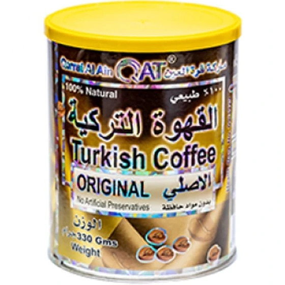 پودر قهوه ترک قره العین اصلی قوطی فلزی 330 گرم (Turkish Coffee Powder Original Qorrat Al Ain (QAT) Can 330gr)