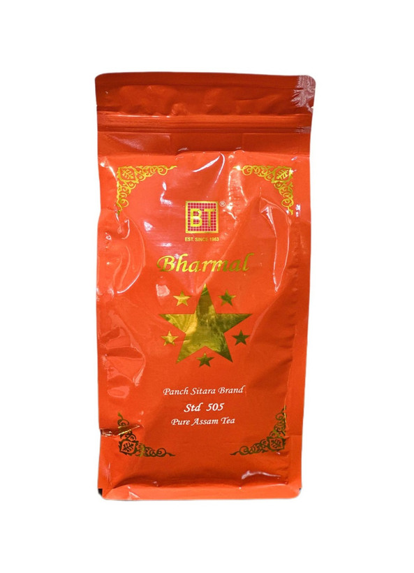 چای سیاه پنج ستاره بارمال آسام هند خالص قلم با طعم ساده اصلی پاکت متوسط (نارنجی رنگ) 500 گرمی