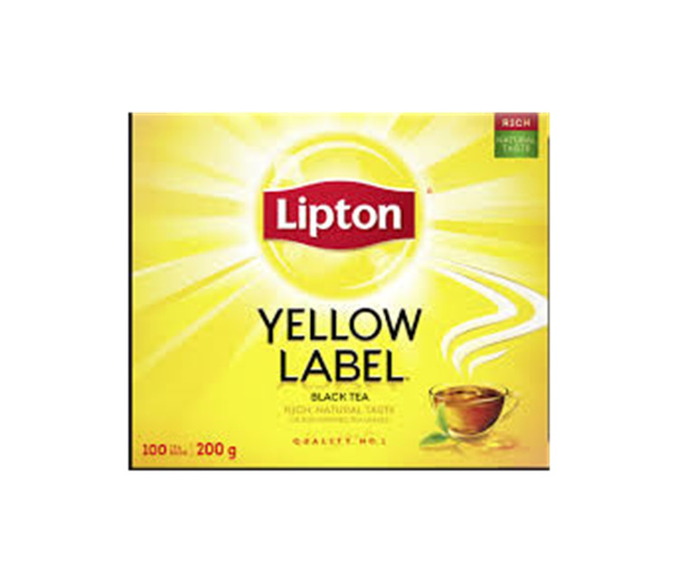 چای کیسه ای/تی بگ لیپتون زرد نشان وارداتی اصل 100 عددی (چای سیاه ساده کیسه ای اصل کنیا پاکت زرد 200 گرمی)