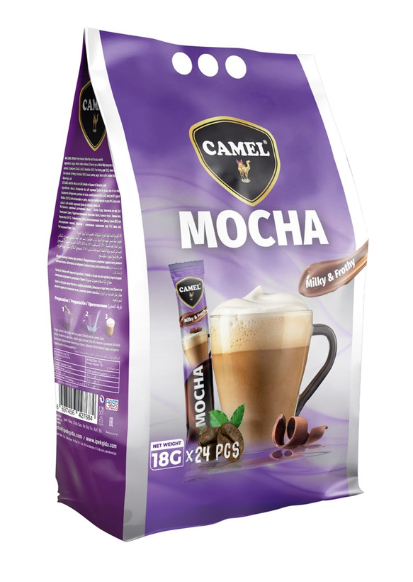 قهوه فوری موکا 24 تایی کمل Camel Mocha اورجینال اصلی وارداتی ترکیه-مالزی (شیری و کف آلود)