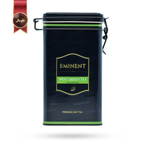 چای سبز سیلان خالص با طعم نعنا امیننت قوطی فلزی مربعی با درب قفل دار (سبز رنگ) 250 گرمی