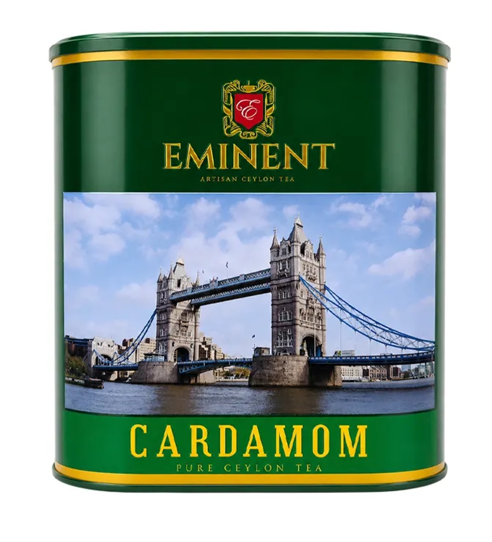چای سیاه سیلان خالص با طعم هل امیننت اصلی قوطی فلزی بیضی با درب بدون قفل (سبز رنگ) 400 گرمی