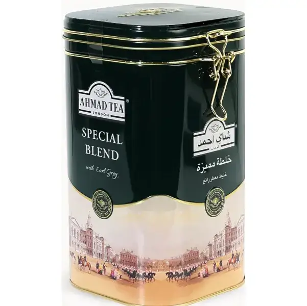 چای سیاه سیلان احمد قوطی فلزی اصل اسپشیال بلند با عطر ارل گری ۴۵۰ گرمی (قوطی فلزی مربعی بلند با درب قفل دار سبز رنگ)