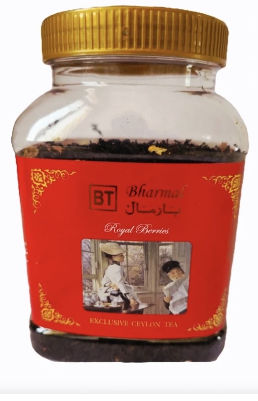چای سیاه بارمال مدل مراکشی توت فرنگی وزن ۲۰۰ گرم (رویال بیری، قوطی قرمز وارداتی اصل با طعم میوه ای سیب و انواع توت فرنگی)